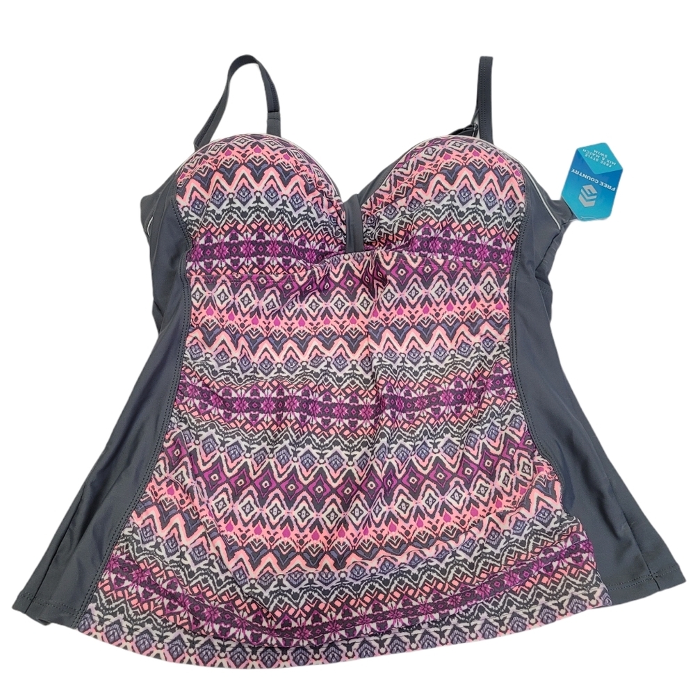 Women's Multi Color Bandeaux Tankini Top L